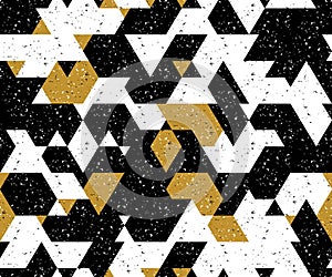 Abstract seamless pattern of many triangles. Pattern with a geometric texture in grunge style.