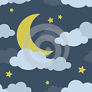 Night Moon Seamless Pattern photo