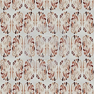 abstract seamless pattern with paint brush strokes in brown and beige colors