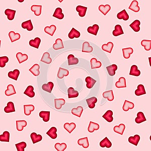 Abstract seamless pattern with pink hearts