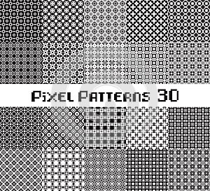Abstract seamless pattern in pixel style. Set geometric design background