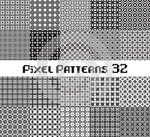 Abstract seamless pattern in pixel style. Set geometric design background