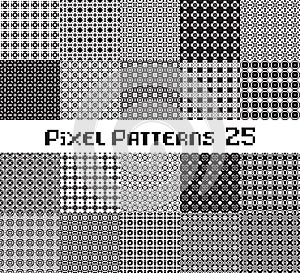 Abstract seamless pattern in pixel style. Set geometric design background