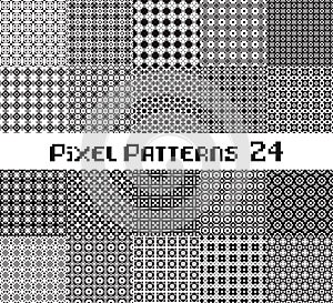 Abstract seamless pattern in pixel style. Set geometric design background