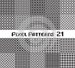 Abstract seamless pattern in pixel style. Set geometric design background