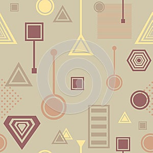 Abstract seamless pattern in postmodern Memphis Style in coffee colors