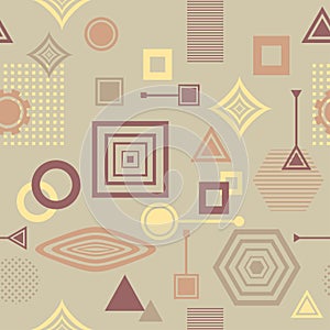 Abstract seamless pattern in postmodern Memphis Style in coffee colors