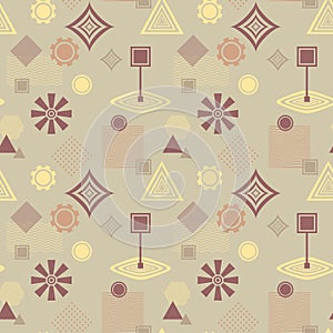 Abstract seamless pattern in postmodern Memphis Style in coffee colors