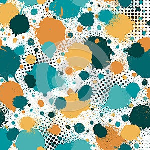 Abstract seamless pattern. Repeated different shapes background. Blots strokes texture. Repeating stained forms. Stains blobs shap