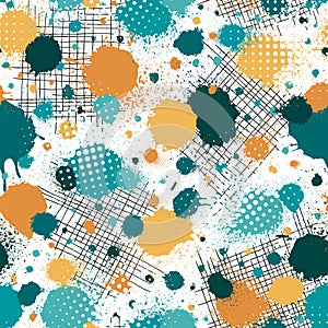 Abstract seamless pattern. Repeated random shape background. Brush stroke texture. Repeating geo ink pattern. Abstract geometric s photo