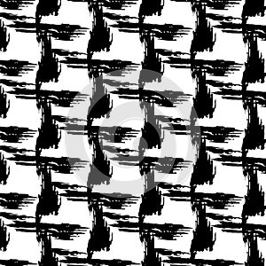 Abstract seamless pattern. Repeating brush strokes isolated on background. Repeating hand drawn grunge paint. Monochrome repeat