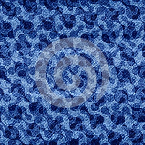 Abstract seamless pattern. Repeating fades blue denim background prints. Repeated faded distress circle jean fabric. Chambray photo