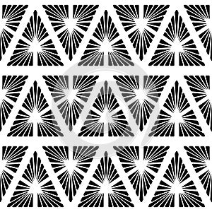 Abstract seamless pattern. Repeating geometric black shape isolated on white background. Repeated geometry line design prints