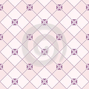 Abstract seamless pattern of rhombuses with triangles inside.
