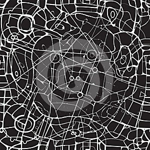 Abstract seamless pattern with schematic road map