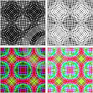 Abstract seamless Pattern - set of colorful Rings in four variants.