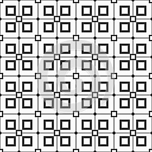 Abstract seamless pattern of squares. Vector monochrome background