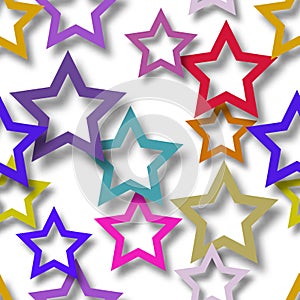 Abstract seamless pattern of stars with shadows