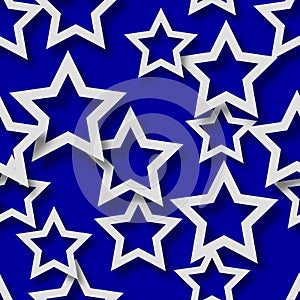 Abstract seamless pattern of stars with shadows