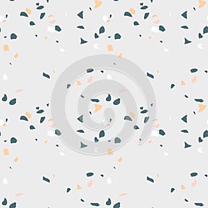 Abstract seamless pattern in terrazzo style. Natural colors. Vector design.