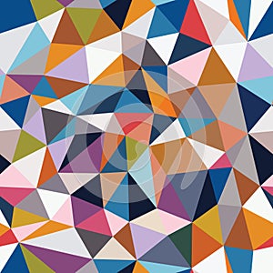 Abstract seamless pattern of triangles. Mosaic from the fragments of geometric shapes.