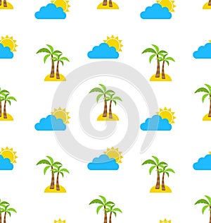 Abstract Seamless Pattern with Tropical Palm Trees