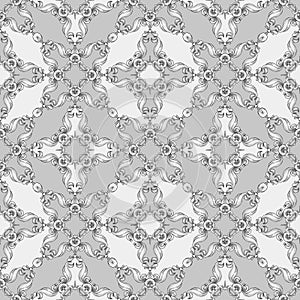 Abstract seamless pattern, vintage black and white background, swirl pattern