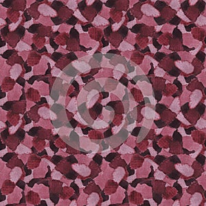 abstract seamless pattern with watercolor stains in red and pink colors