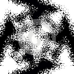 Abstract seamless pattern of waves and spots. Image in grunge style.