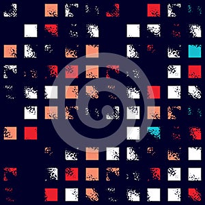 Abstract seamless pattern of waves and spots. Image in grunge style.