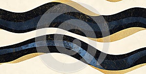 Abstract seamless pattern with white, blue and golden colour waves