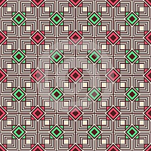 Abstract seamless patternAbstract seamless pattern. Regularly repeating geometric ornament of rhombuses and rectangular lines.