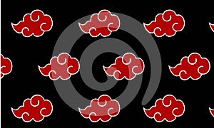 Abstract seamless red cloud pattern on black background.