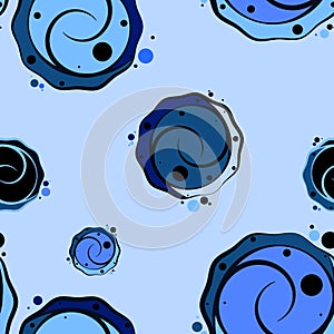 Abstract seamless repeating background of abstract roses in classically blue color