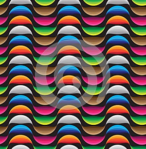 Abstract seamless retro patterns background, colorful curve line