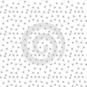 Abstract seamless scandinavian pattern. Black and white background with cross shapes, crosses. Vector isolated