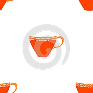 Abstract seamless tea cup pattern. Textured background