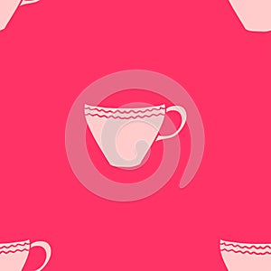 Abstract seamless tea cup pattern. Textured background