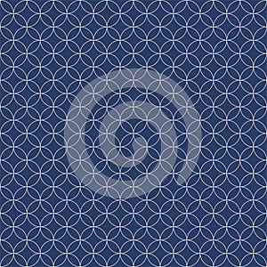 Abstract seamless tile pattern with circles in outlines on a blue background