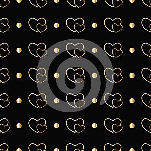 Abstract seamless Valentine\'s day. Background decoration with gold hearts