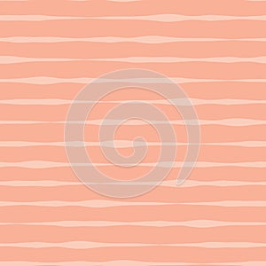 Abstract seamless vector background pink coral orange. Orange and pink hues hand drawn lines in rows on peach background. Peachy