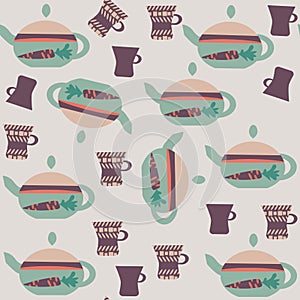 Abstract seamless vector tea pot pattern. It is located in swatch menu