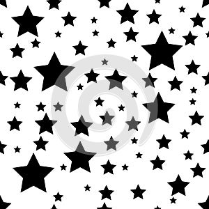 Abstract seamless wallpaper stars black with white background texture