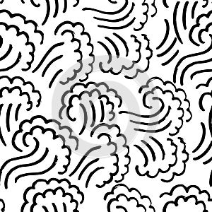 Abstract seamless wave pattern. Waving curling lines background. Vector illustration.