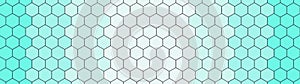 Abstract seamless white aquamarine turquoise color gradient mosaic tile made of hexagonal geometric hexagon print texture