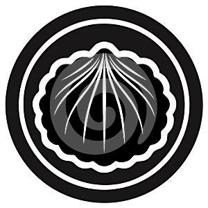 Abstract seashell emblem in a round frame graphic element design