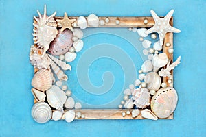 Abstract Seashell and Pearl Picture Frame Design