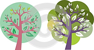 Abstract seasons trees icon - set