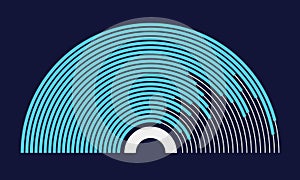 Abstract semicircle technology background. Infographic template with blue and white color stripes