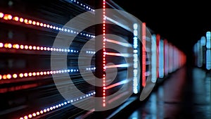 Abstract Server Rack Lights Blinking In Data Center (ai generated)